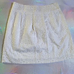LOFT skirt, embroidered white, size 4